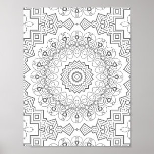 Geometrisk kronblad ring färgsida konst design poster