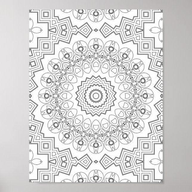 Geometrisk kronblad ring färgsida konst design poster (Framsidan)