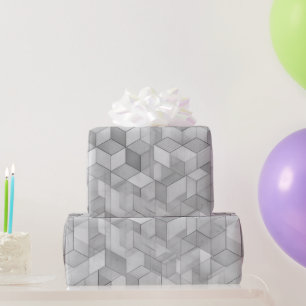 Geometrisk kub grå silver abstrakt mönster presentpapper