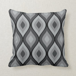 Geometrisk kurvoval| grått svart kudde