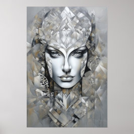 Geometrisk legans: En modern kvinnlig Abstrakt kon Poster