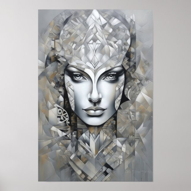 Geometrisk legans: En modern kvinnlig Abstrakt kon Poster (Framsidan)