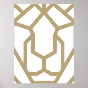 Geometrisk lejon abstrakt djurkonst, modern Poster