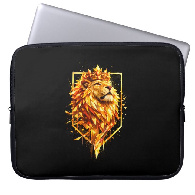 Geometrisk Lejon Kroneld Laptop Fodral (Framsidan)