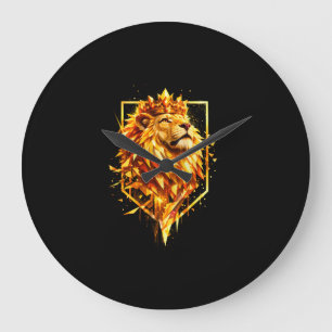 Geometrisk Lejon Kroneld Stor Klocka