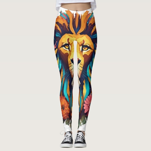 Geometrisk Lejon Leggings (Framsida)