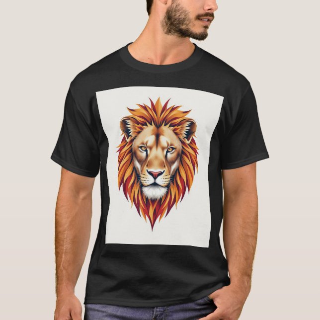 Geometrisk Lejon T-Shirt-design T Shirt (Framsida)