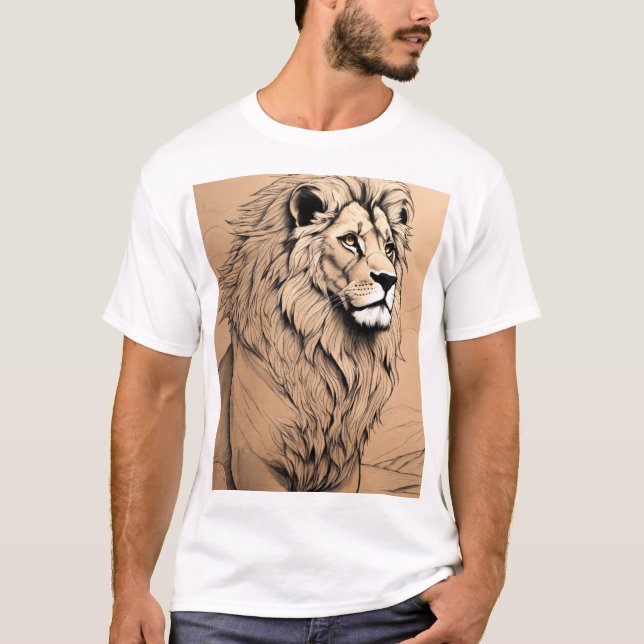 geometrisk lejon utformning med holografi t shirt (Framsida)