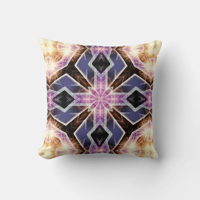 Geometrisk lila Energy Crystal Glow Geometric Cush Kudde (Framsida)