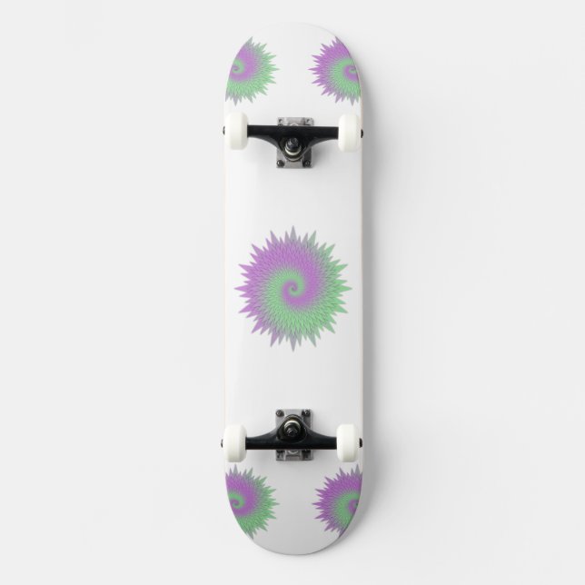 Geometrisk Lila och Grön Mini Skateboard Bräda 18,5 Cm (Framsida)
