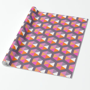 Geometrisk Lila och Orange Hexagon Mönster Presentpapper