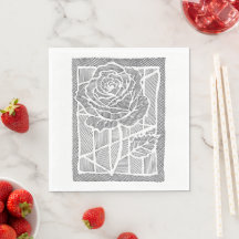 Geometrisk Linje Konst Ros Blomma Botanisk Pappers