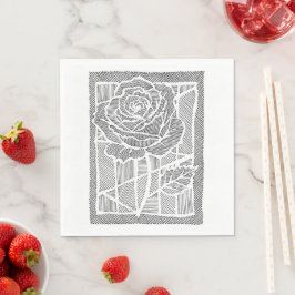 Geometrisk Linje Konst Ros Blomma Botanisk Pappers Pappersservett