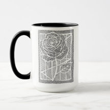 Geometrisk linjekonst Ros Blomma Tvåtons Kaffemugg