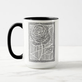 Geometrisk linjekonst Ros Blomma Tvåtons Kaffemugg