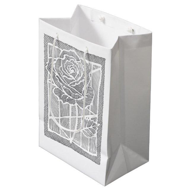 Geometrisk linjekonst Ros Botaniskt papper Present (Framsidan Vinklad)