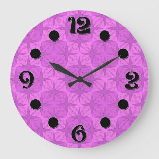 Geometrisk ljus lila art deco stor klocka