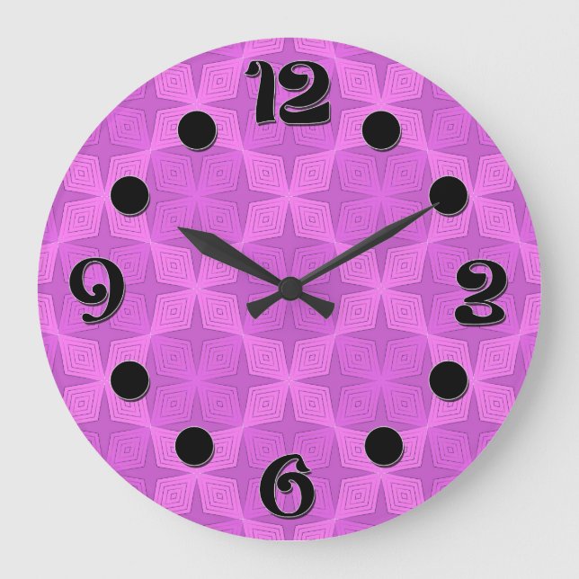 Geometrisk ljus lila art deco stor klocka (Framsida)