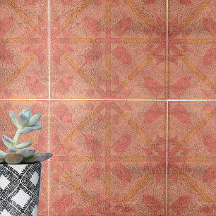 Geometrisk Ljus rosa och Gult med tryckt Vintage Kakelplatta