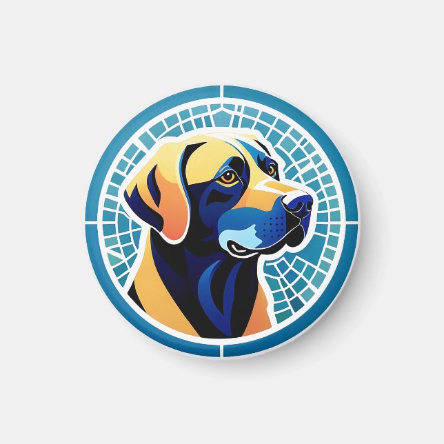 Geometrisk logotyp för hundhuvud magnet (Framsidan)