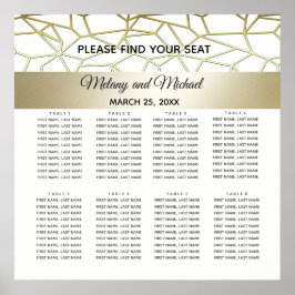 Geometrisk lyx modern guld/vit bröllop poster