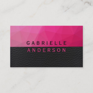 Geometrisk Magenta Lux Black Leather Visitkort