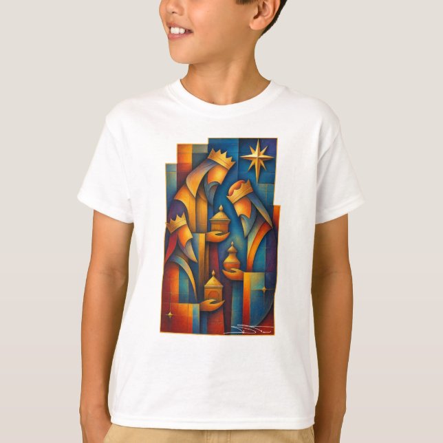 Geometrisk Magi - De Tre Visas Julstjärna Konst T Shirt (Framsida)