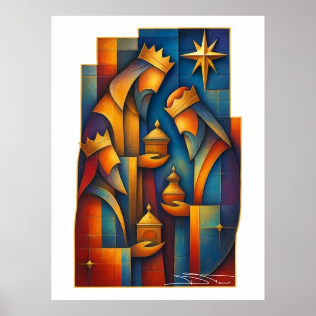 Geometrisk Magi - De Tre Vise Männens Julstjärna K Poster (Framsidan)