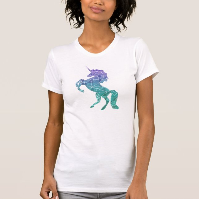 Geometrisk magisk Unicorn Tee Shirt (Framsida)