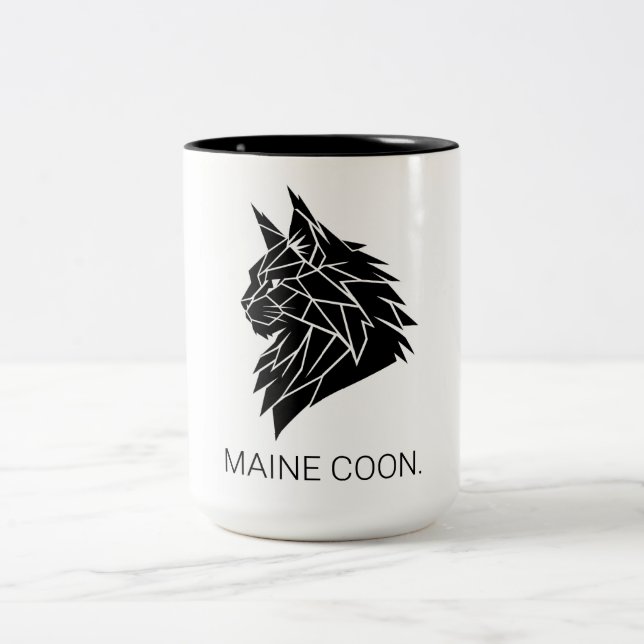 Geometrisk Maine Coon Silhuett Minimalistisk Canva Två-Tonad Mugg (Center)