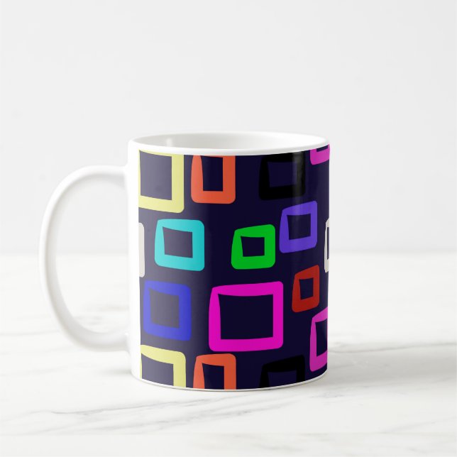 Geometrisk målning i kvadrat, sömlös designgrafik kaffemugg (Vänster)