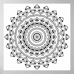 Geometrisk Mandala-färgsida med triangulär ring Poster