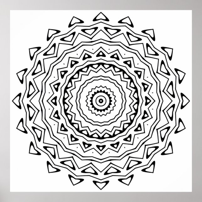 Geometrisk Mandala-färgsida med triangulär ring Poster (Framsidan)