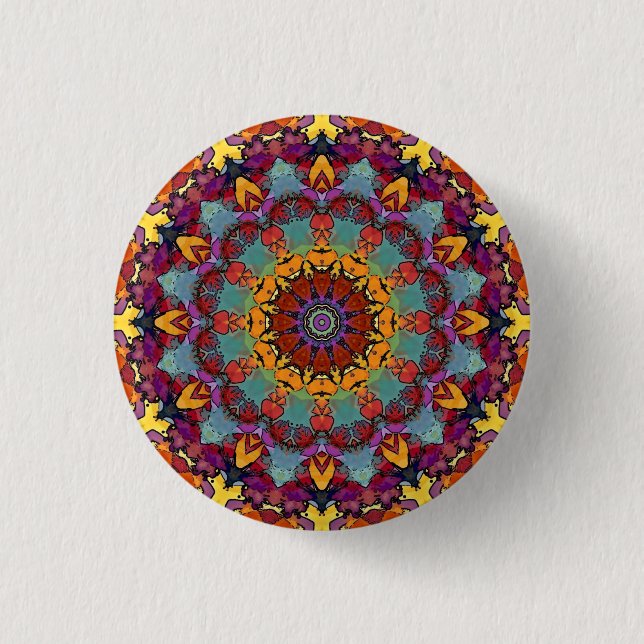 Geometrisk Mandala Lila Blå Design-64351 Knapp (Framsida)