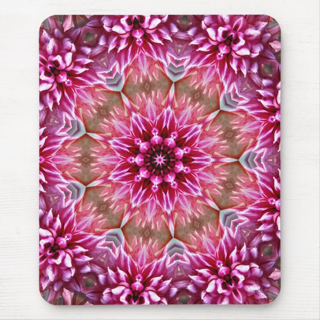Geometrisk Mandala Rosa Blommönster-67545 Musmatta (Framsidan)