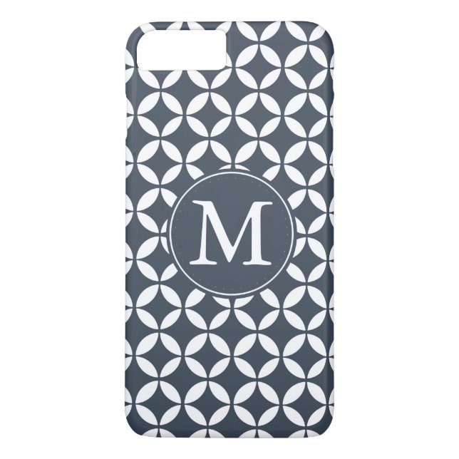 Geometrisk marinvit cirklar monogramen Case-Mate iPhone skal (Baksida)