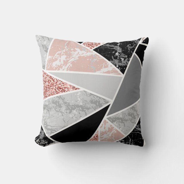 Geometrisk marmor med Rosa Glitter: Sömlös Kudde (Framsida)