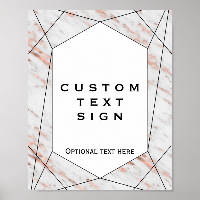 Geometrisk marmor skylt i roséguld med eget namn/  (Framsidan)