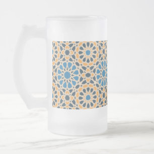 Geometrisk marockansk kakel & orange mönster frostat ölglas