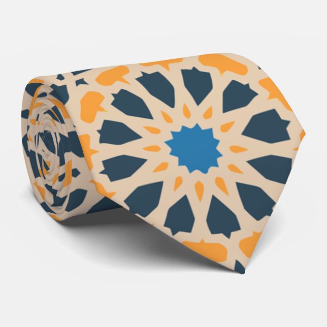 Geometrisk marockansk kakel & orange mönster slips (Rullad)
