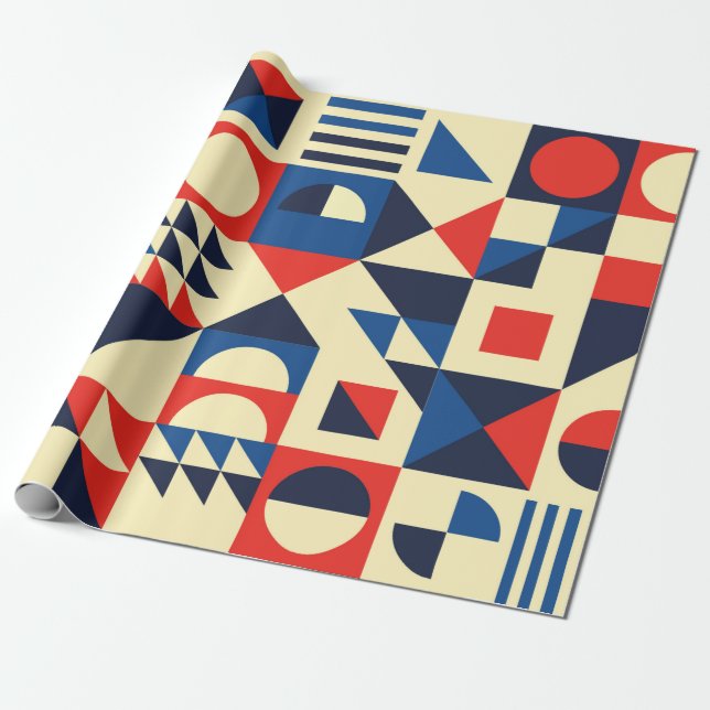 Geometrisk medelårhundradets moderna sömlösa mönst presentpapper (Utrullad)