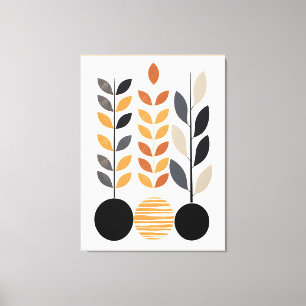Geometrisk minimalism: Löv i Abstrakt Canvastryck