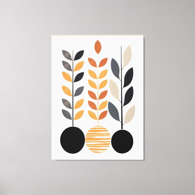 Geometrisk minimalism: Löv i Abstrakt Canvastryck (Framsida)