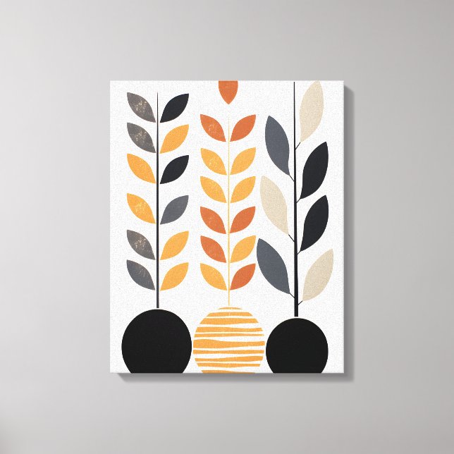 Geometrisk minimalism: Löv i Abstrakt Canvastryck (Framsida)