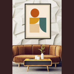 Geometrisk minimalistisk Abstrakt i medelårhundrad Poster