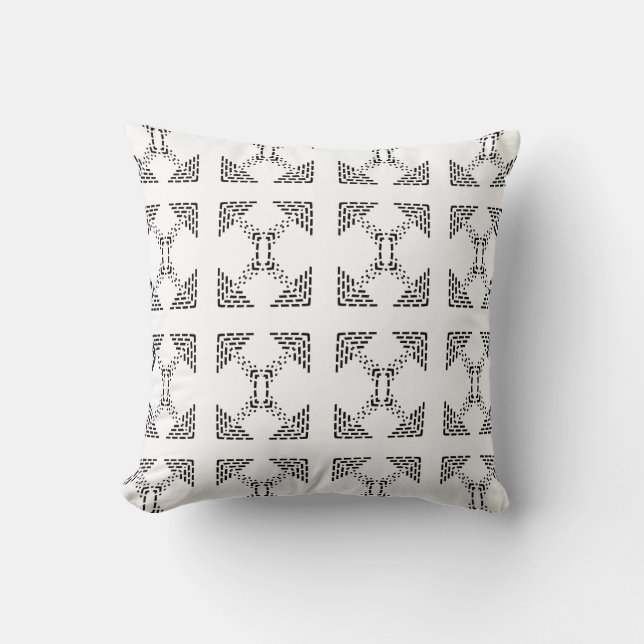 Geometrisk minimalistisk design svart och vit  kudde (Framsida)