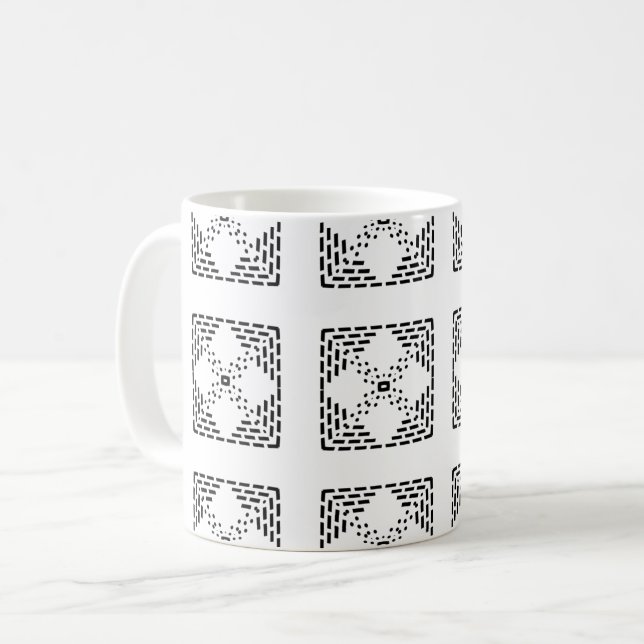 Geometrisk minimalistisk design, svart och vitt kaffemugg (Framsida vänster)