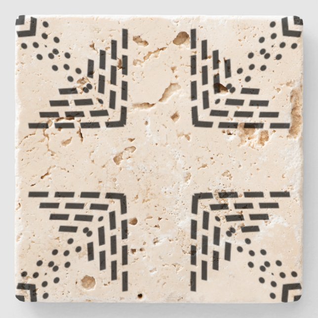 Geometrisk minimalistisk design, svart och vitt stenunderlägg (Framsidan)