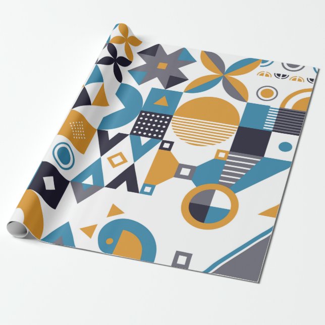 Geometrisk minimalistisk mönster. Abstraktens bete Presentpapper (Utrullad)