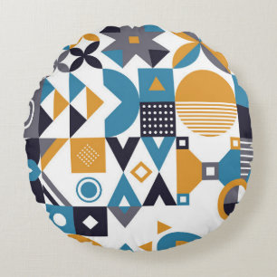Geometrisk minimalistisk mönster. Abstraktens bete Rund Kudde